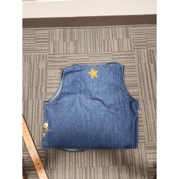 Quacker Factory Women 1X Blue Denim Vest Heart,‎ Angels Faith, Front-Button Down - Picture 11 of 11